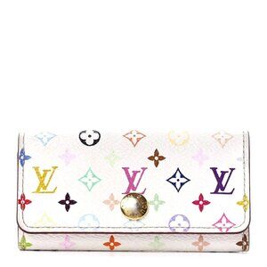Authentic Louis Vuitton Multicolor Monogram Multicles 4 Key Holder Case White